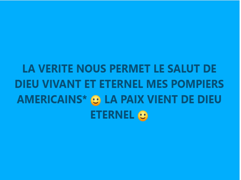 LE SALUT VIENT DE DIEU SEULEMENT MES POMPIERS AMERICAINS :)