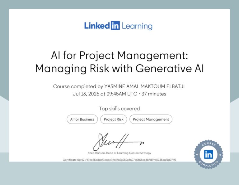 Nous faisons toujours une virgule par la formation d’intelligence artificielle en LinkedIn et atteindre l’Excellence :)