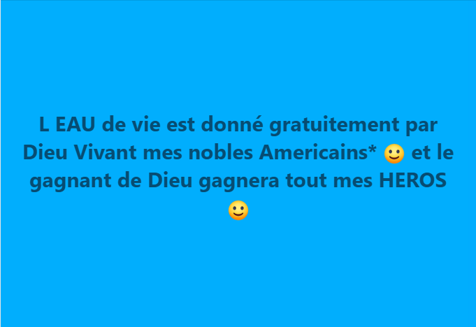 LE GAGNANT DE DIEU VIVANT GAGNERA TOUT MES HONORABLES AMERICAINS* ET DIEU SERA SON DIEU :)